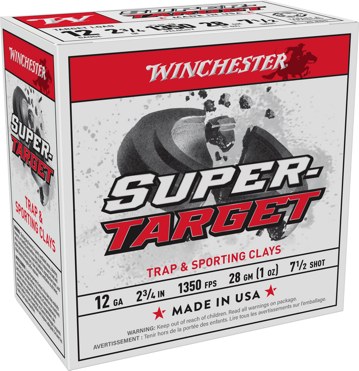 Winchester SUPER-TARGET 12 Gauge 1oz - 2.75in - 7.5 Shot Size - 1350MV - Shotgun Ammo - 25RD Box - TRGT13507
