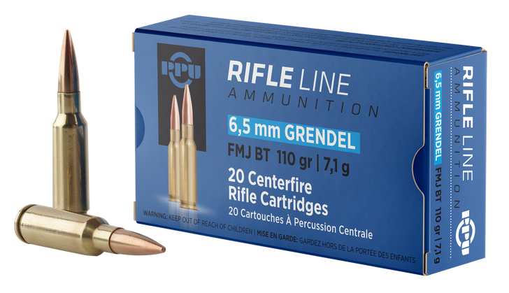 PPU 6.5 Grendel 110 Gr - FMJ - Boat Tail FMJBT - 20RD Box