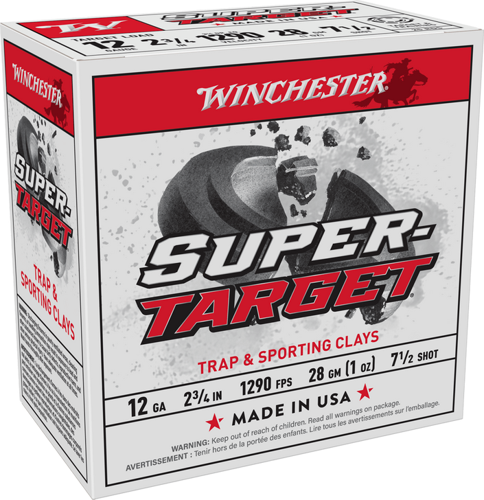 Winchester SUPER-TARGET 12 Gauge 1oz - 2.75in - 7.5 Shot Size - 1290MV - Shotgun Ammo - 25RD Box - TRGT12907