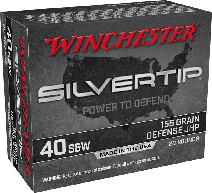 Winchester Super-X  .40 S&W 155 Grain Silvertip - JHP  -  - Pistol Ammo  -  20RD Box - W40SWST