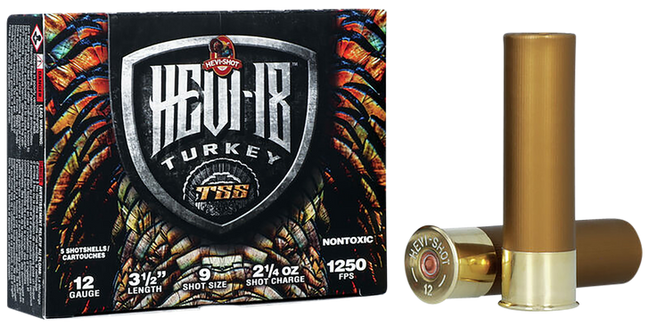 HEVI-Shot HEVI-18 TSS Turkey 12 Gauge 2 1/4oz 3.5in #9 - Shotgun Ammo - 5RD Box - HS4509
