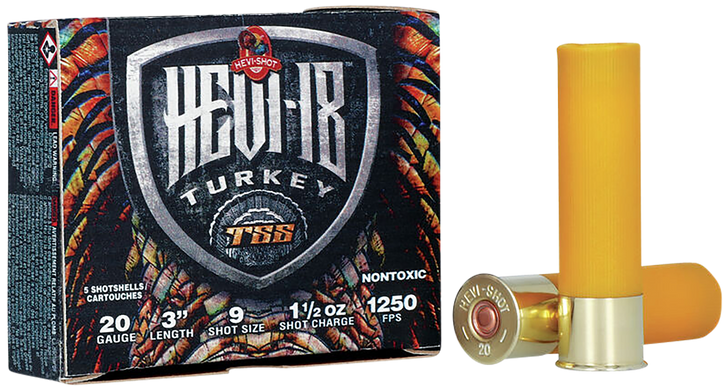 HEVI-Shot HEVI-18 TSS Turkey 20 Gauge 1 1/2oz 3in #9 - Shotgun Ammo - 5RD Box - HS7009