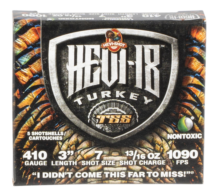 HEVI-Shot HEVI-18 TSS Turkey 410 Gauge 13/16oz 3in #7 - Shotgun Ammo - 5RD Box - HS1007
