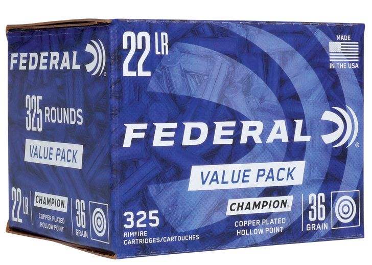 Federal 725 Value Pack 22 LR 36 Gr Copper Plated Hollow Point - Rimfire Ammo - 325RD Box - 725