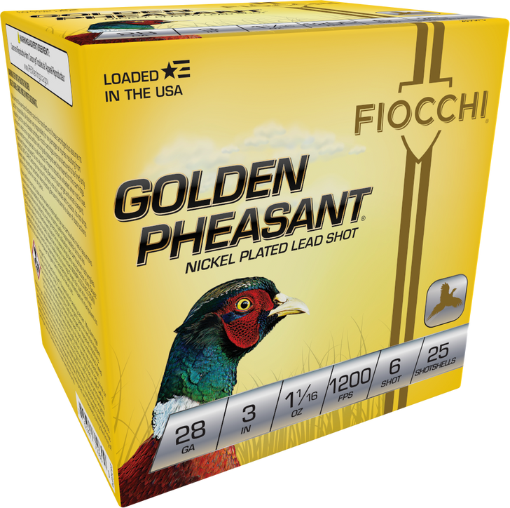 Fiocchi Golden Pheasant 28 Gauge 1 1/16oz 3in 6 Size Shotgun Ammo - 25RD Box - 283GP6