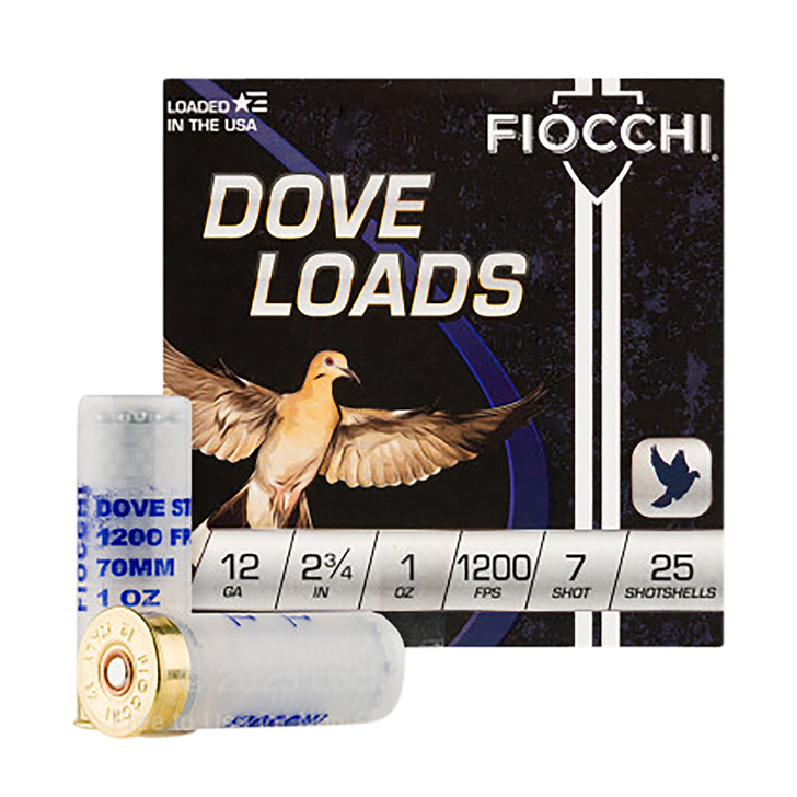 Fiocchi Steel Dove Loads 12 Gauge 2-3/4in #7 1oz Upland Shotshells - 25RD Box - #7