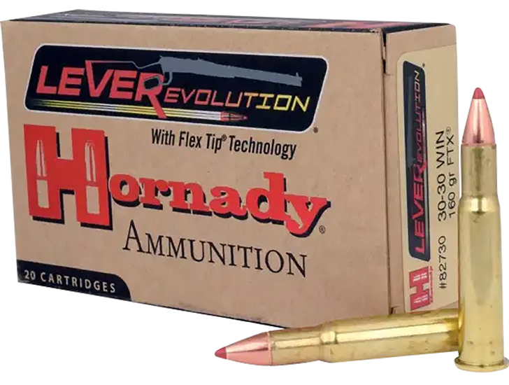 Hornady LEVERevolution .30-30 Winchester 160 Grain Flex Tip EXpanding Brass Cased - Rifle Ammo - 20RD Box - 82730