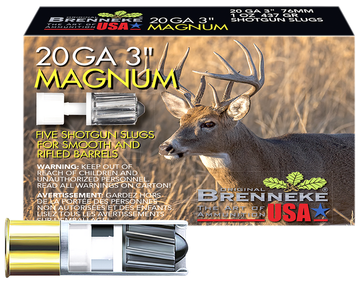 Brenneke Magnum 20 Gauge 1 Oz 3in - Shotgun Ammo - 5RD Box - SL203M