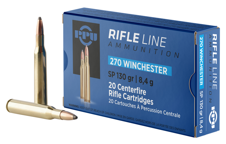 PPU  .270 Winchester 130 Grain Soft Point  - 20RD Box - PP2701