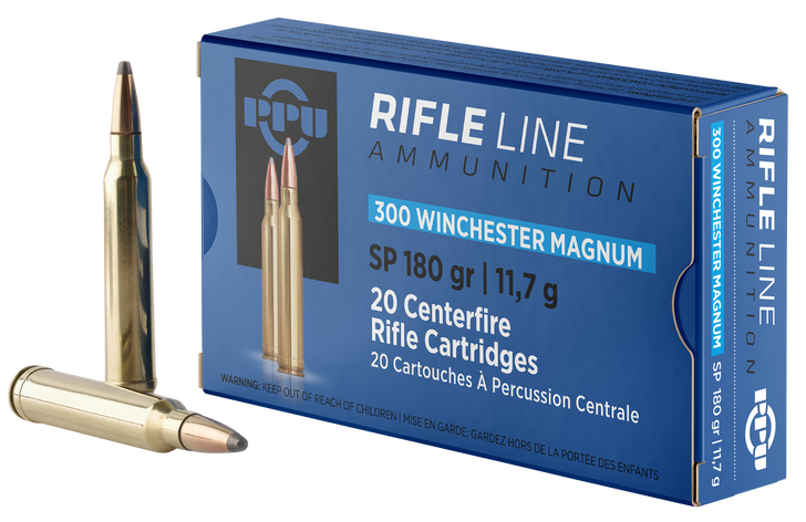 PPU  .300 Winchester Magnum 180 Grain Soft Point  - 20RD Box - PP3003