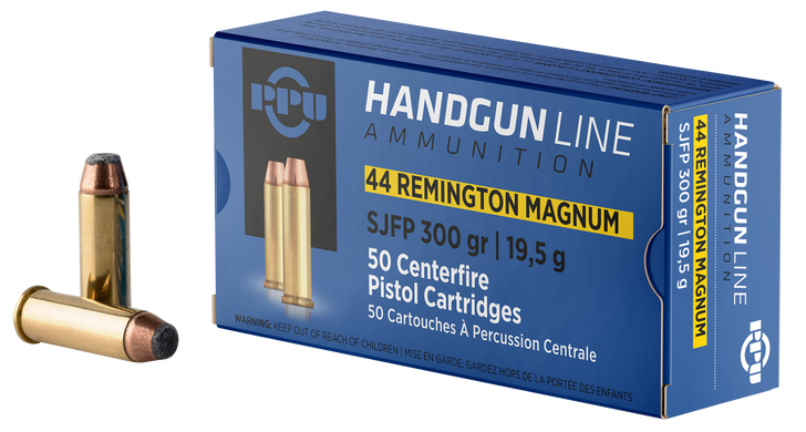 PPU PPH44MF  44 Rem Mag 300 Gr Semi Jacketed Flat Point SJFP