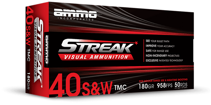 Ammo Incorporated Streak Visual (red), Ammoinc 40180tmcstrkred50  Strk 40s  180 Tmc 50/20