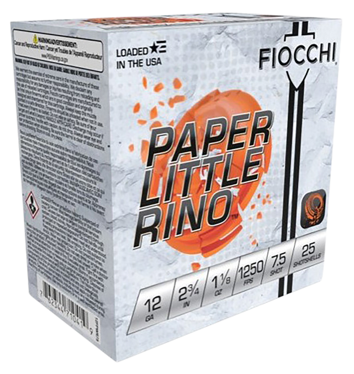 Fiocchi Paper Little Rino, Fio 12fpwr75 Ltl Rino Ppr  12 2.75 7sht  1oz 25/10