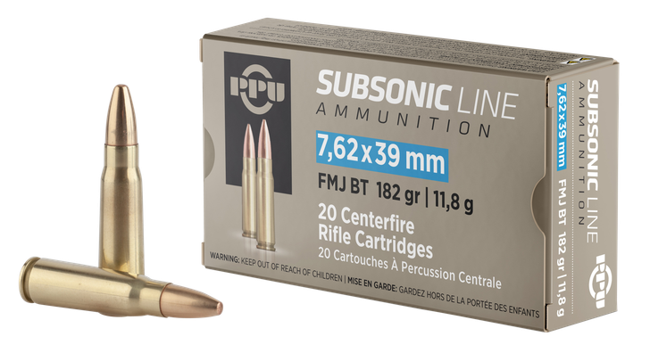 Ppu Subsonic, Ppu Pps76239    7.62x39 Sub 182 Fmj          20/50