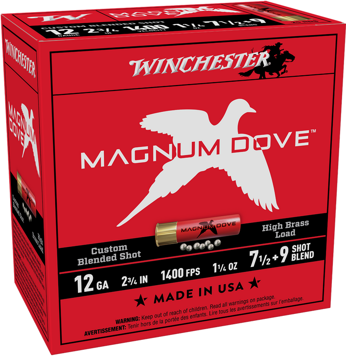 Winchester MAGNUM DOVE 12ga 2.75" 1.25oz #7.5 and #9 Shot - MD1279 - 25rd