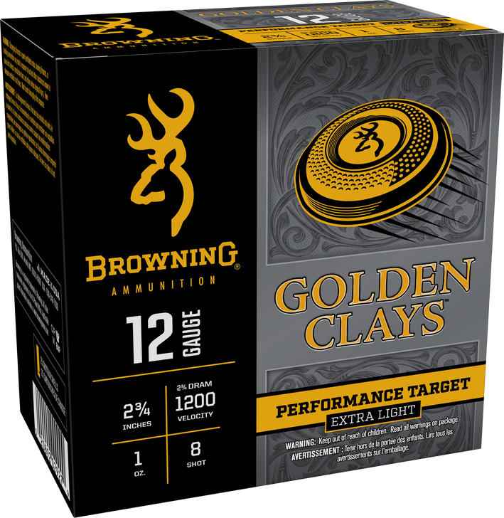 Browning Ammo Golden Clays, Brna Bgc12l8  Gldn Clays  12g 2.75 8   1 1/8 25/10