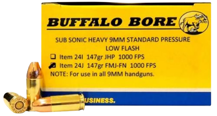 Buffalo Bore Ammunition Subsonic, Bba 24j/20    9mm Subsnc  147 Fmj            20/12