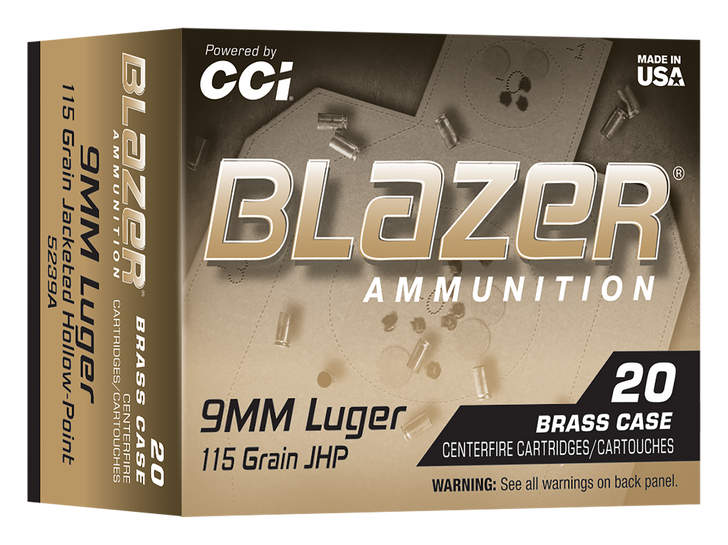 Cci , Cci 5239a    9mm  115gr Blazer Brass Jhp 20rd