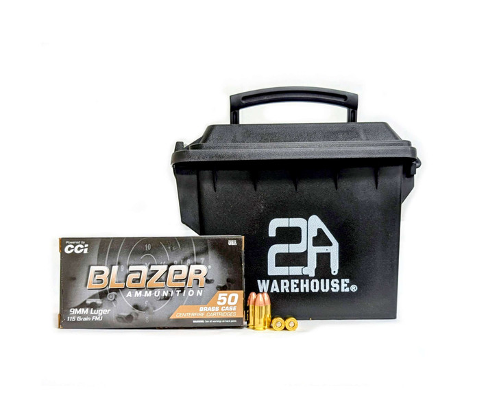 Blazer 9MM 115GR FMJ Brass - 250rd Can - Ships FREE