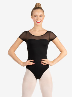 #SE1039W Adult Sweetheart Mesh Cap Sleeve Leotard