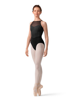 #M40001LM Stripe Halter Leotard