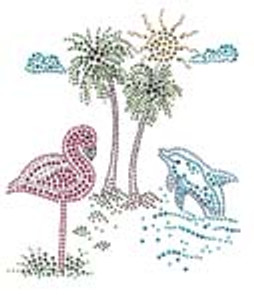Ovrs3764 - Flamingo and Dolphin Beach Scene