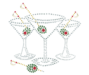 Ovrs1636 - 3 Martini Glasses with Olives - ON SALE!