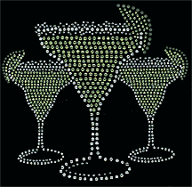 Ovrs731 - 3 Margarita Glasses with Limes in Stones - ON SALE!