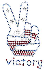 Ovrc1586 - Patriotic Peace Hand Symbol w/ Victory - ON SALE! 