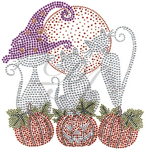 Ovrs8053 - 3 Cats Sitting On Pumpkins