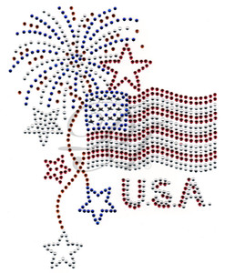 OVR74 USA FLAG/ FIREWORKS/ STARS