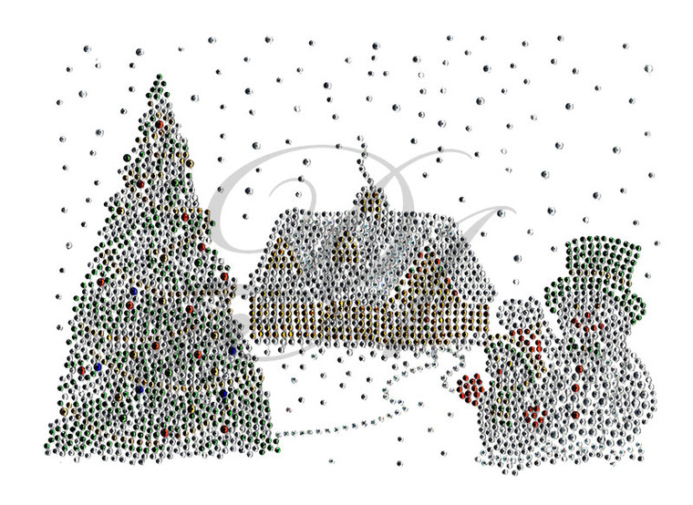 Ovrs5391 - Christmas Scene with Snowmen and House