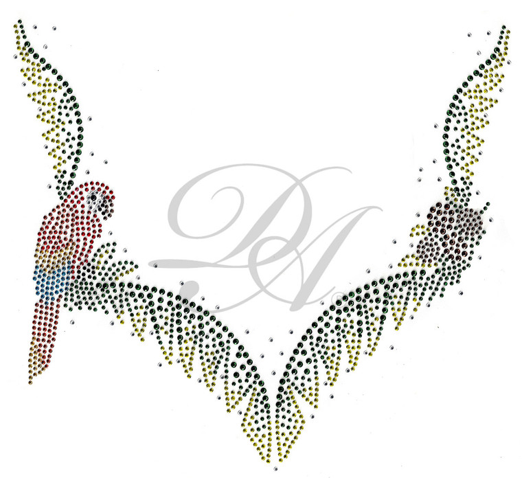 Ovrs548 - Parrot & Palm Leaves V - Neckline- ON SALE! 