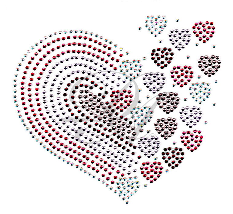 Ovrs4990 - Tri Color Heart with Floating Hearts