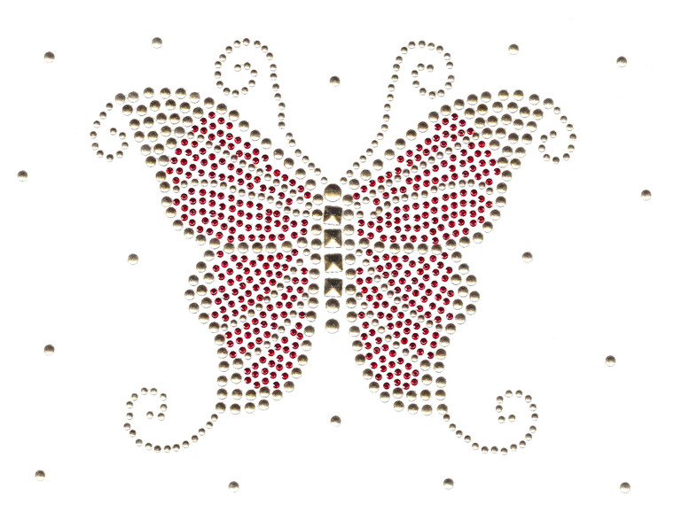 Ovrs1620 - Red Butterfly with Scattered Gold Nailheads