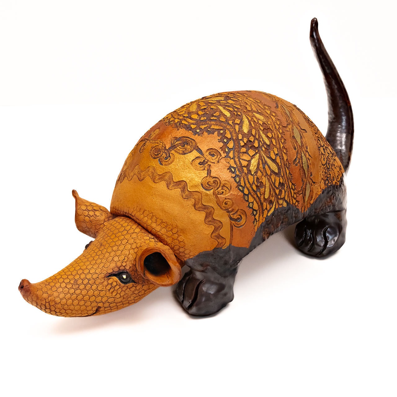 Hand sculpted ceramic Armadillo