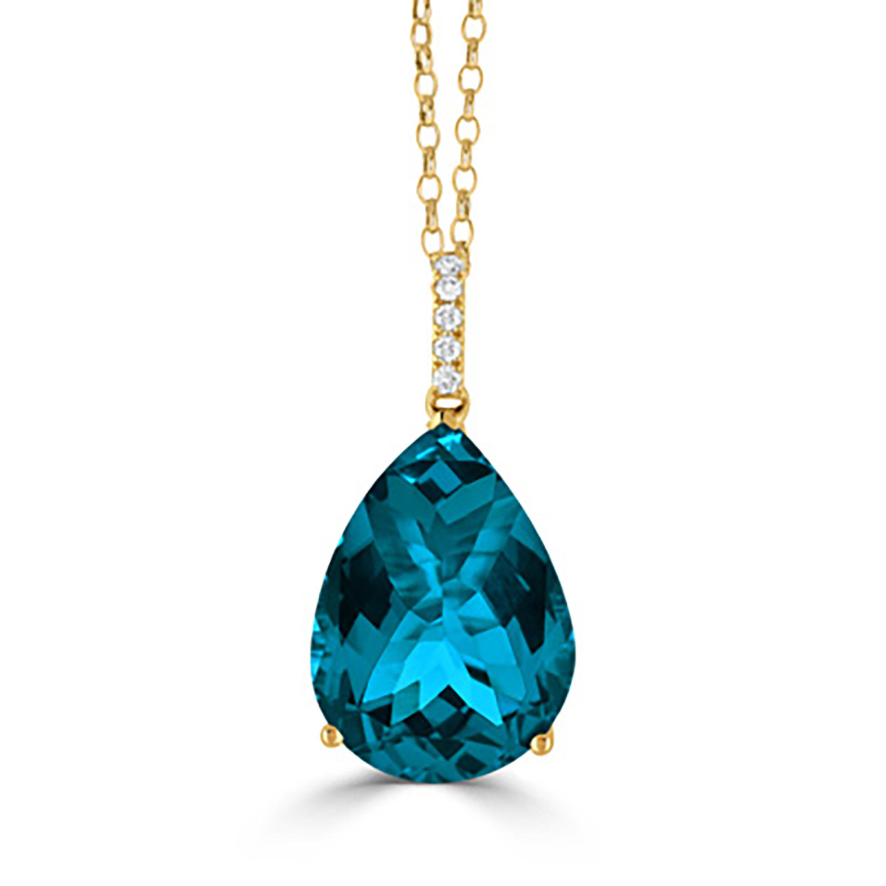 London Blue Topaz & Diamond Pendant - The Polished Edge Fine Jewelry