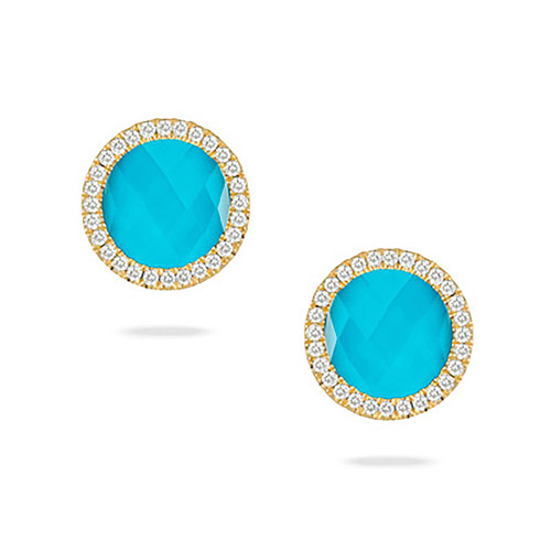 18k gold diamond circle turquoise post earrings 18k gold diamond circle turquoise post earrings