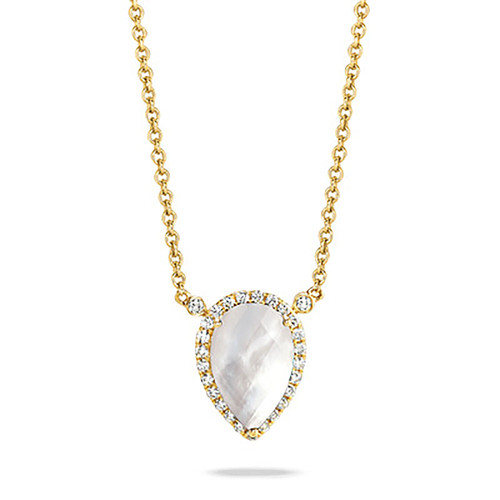 N8669WMP-2 18K Gold Diamond Mother of Pearl Necklace DO-O