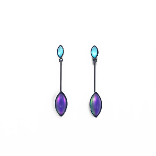 E240B-PU Earrings - Post, 2 Leaves