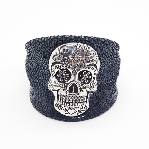 Day of the Dead Stingray Silver Cuff