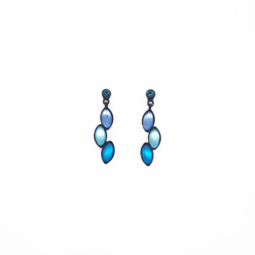 E475B-JC Earrings - Post, Crystal, cascading leaves