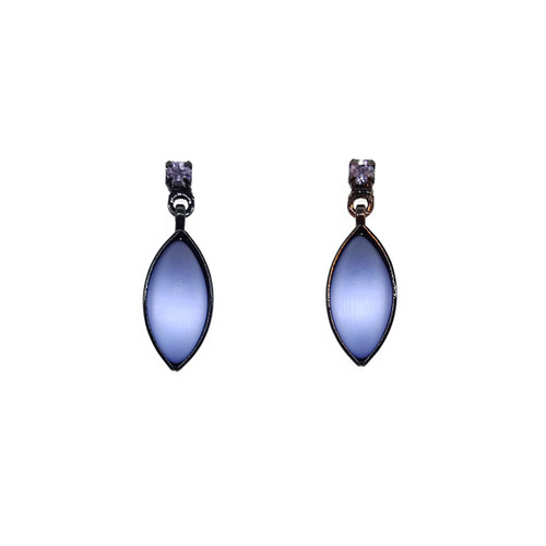 E89B-VG Earrings - Post, Crystal with single leaf