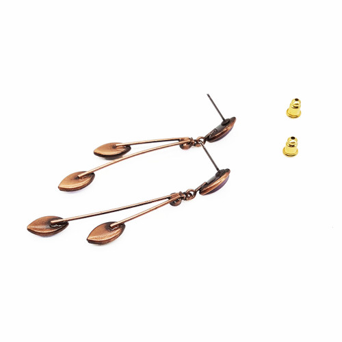 E311Z-FV Earrings - Post, 3 leaves, crystal