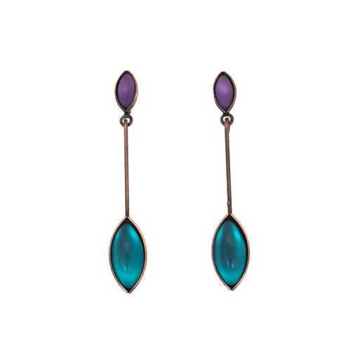 E240Z-TE Earrings - Post, 2 Leaves