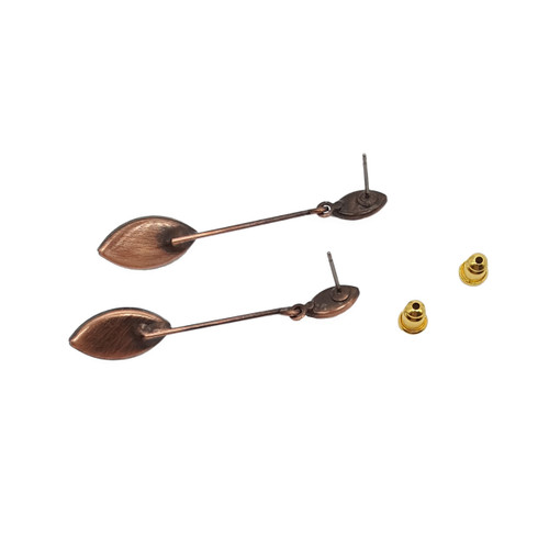 E240Z-TE Earrings - Post, 2 Leaves