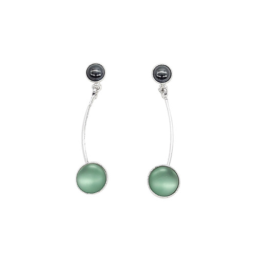 E190S-3QE Earrings - Post, 2 Round Beads