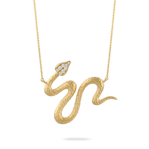 N10191 18K Gold Diamond Snake Necklace