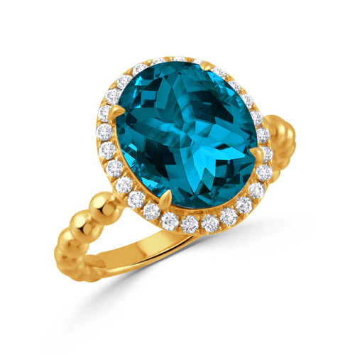 18K Gold Diamond London Blue Topaz Ring R11148LBT-Y