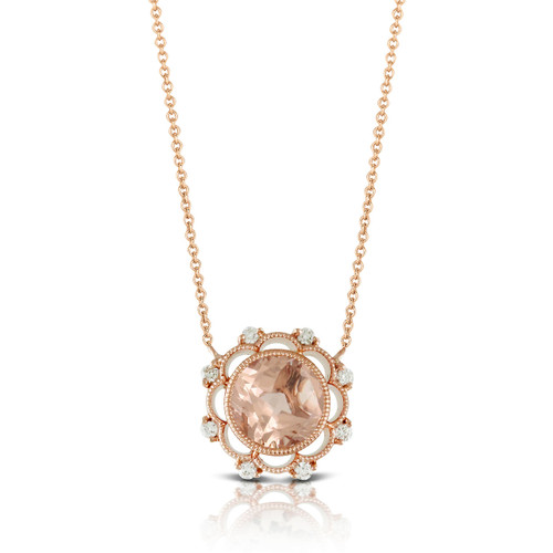 N8423MG 18K Rose Gold Diamond Morganite Necklace